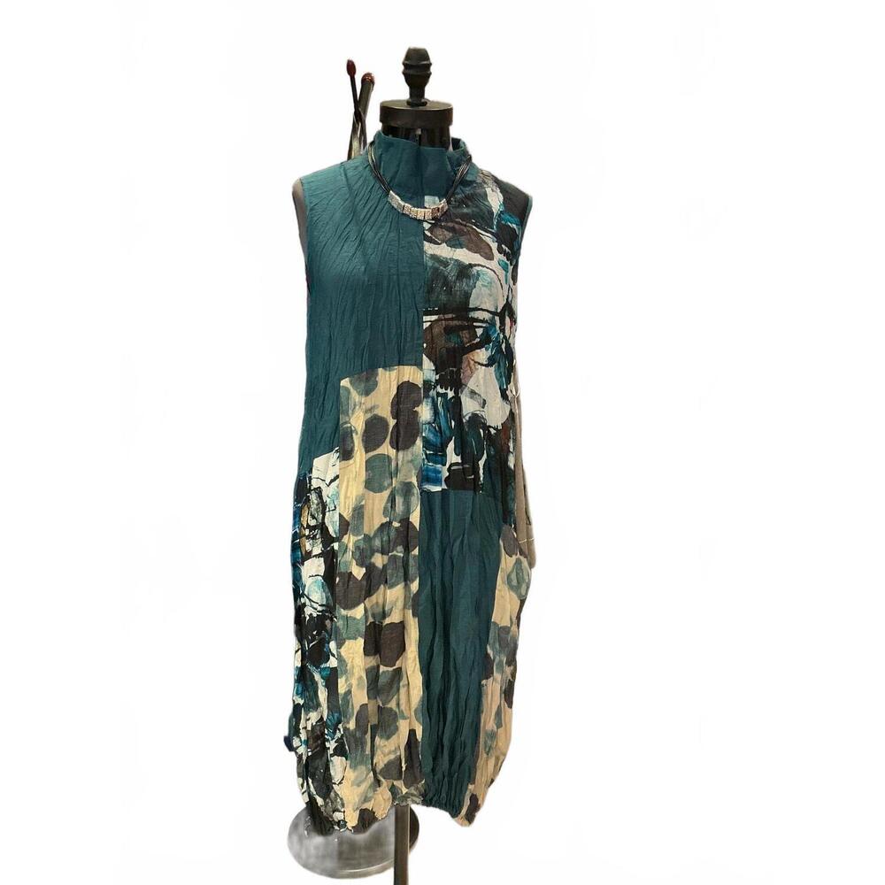 NEW SHANA APPAREL women's crinkle dress in teal